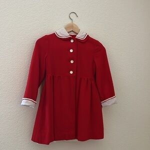 Vintage 1960s Sears Roebuck & Co. size Girls 6x Red Wool Dress Lined Annie